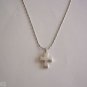 Small Silver Plated Cross on a 24" 1.5 mm Bar and Ball Stainless Steel Necklace