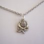 Silver Plated Rose / Our Lady of Sorrows on a 24" Stainless Steel Necklace