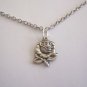 Silver Plated Rose / Our Lady of Sorrows on a 24" Stainless Steel Necklace
