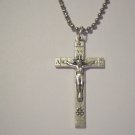 Ox Silver Plated Crucifix Cross on 24" Stainless Steel Ball Chain Necklace Jerusalem