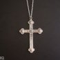 Large Detailed Oxidized Silver Plated Cross on a 24" Stainless Steel Necklace