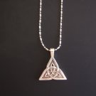 Pewter Celtic Triquetra on a 24" Stainless Steel Bar and Ball Necklace Trinity Knot