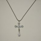 Silver Plated Decorative Crucifix on a 24"Stainless Steel Necklace