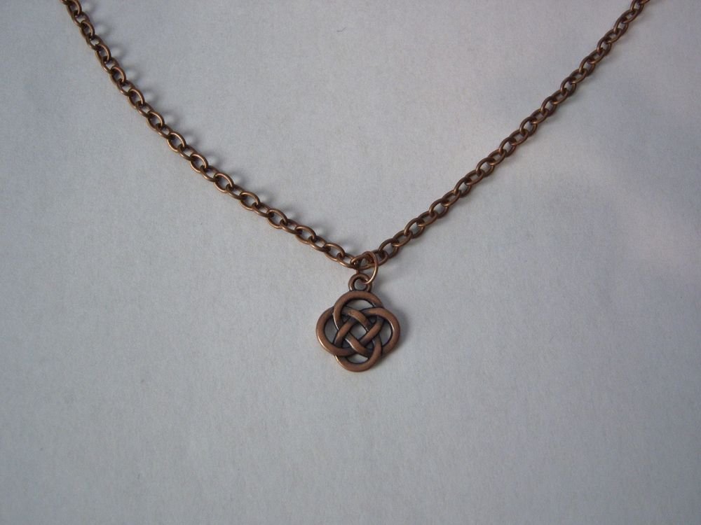 Small Copper Plated Celtic Knot on an 18" Copper Plated Necklace ~