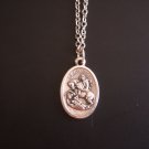 Oxidized Silver Saint George Medal on a 24" Stainless Steel Necklace ~ Soldiers ~