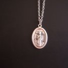 Oxidized Silver Saint Apollonia Medal on a 24" Stainless Steel Necklace ~