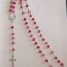 Confirmation Rosary Red Crackle Glass 8mm Round Beads ~ Great Gift