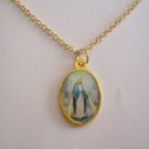Gold Plated Our Lady of Grace Medal on 24" Gold Pltd Necklace ~ Beautifully Colored