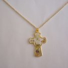 Gold Trimmed First Communion Cross on a 24" Gold Pltd Necklace ~ Beautifully Colored