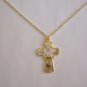 Gold Trimmed First Communion Cross on a 24" Gold Pltd Necklace ~ Beautifully Colored