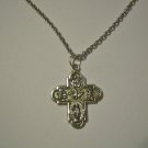 Pewter 4 Way Cross on a 24" Stainless Steel Necklace St. Christopher St. Joseph