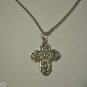Pewter 4 Way Cross on a 24" Stainless Steel Necklace St. Christopher St. Joseph
