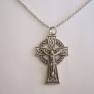 Beautiful Antiqued Silver Plated Celtic Crucifix  on a 24" Stainless Steel Necklace