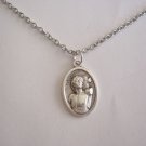 ** NEW ** Oxidized Silver Plated St. Sebastian  on a 24" Stainless Steel Necklace