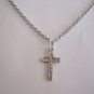 Oxidized Silver Plate Small Line Bordered Crucifix on a 24" Stainless Steel Necklace