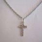 Oxidized Silver Plate Small Line Bordered Crucifix on a 24" Stainless Steel Necklace