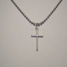 Pewter Cross on a 24" Stainless Steel Ball Chain Necklace WON'T TARNISH SHIPS FREE