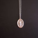 Oxidized Silver St Francis with the Wolf of Gubbio on a 24" Stainless Steel Necklace