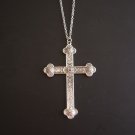 Beautifully Detailed Oxidized Silver Plated Cross on a 24" Stainless Steel Necklace