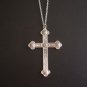 Beautifully Detailed Oxidized Silver Plated Cross on a 24" Stainless Steel Necklace