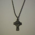 Small Antiqued Pewter Celtic Cross on 24" Antiqued Necklace