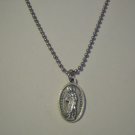 Oxidized Silver Plated Archangel Raphael on 24" Stainless Steel Ball Chain Necklace