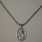Oxidized Silver Plated Saint Benedict on a 24" Stainless Steel Ball Chain Necklace