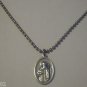 Oxidized Silver Plated Saint Benedict on a 24" Stainless Steel Ball Chain Necklace