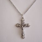 Silver Plated Scalloped Shell Crucifix on a 24" Stainless Steel Necklace