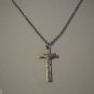 Small Silver Plated Crucifix on 24" Stainless Steel Necklace ~ Free Shipping