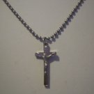 Small Silver Plated Crucifix on 24" Stainless Steel Ball Chain Necklace ~ Free Ship