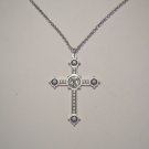 2" Silver Plated Papal Cross on a 24"  3 x 2.5mm Stainless Steel Necklace SHIPS FREE