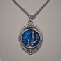 Pewter & Blue Enamel Our Lady of Lourdes Medallion on a 24" Stainless Steel Necklace