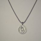 3/4" Round Silver Plated Serenity Prayer Medallion on a 24" Stainless Steel Ball Chain