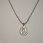 3/4" Round Silver Plated Serenity Prayer Medallion on a 24" Stainless Steel Ball Chain