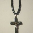 Pewter & Hematite Crucifix on 18" Hematite Necklace