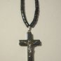 Pewter & Hematite Crucifix on 18" Hematite Necklace
