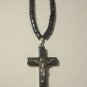 Pewter & Hematite Crucifix on 18" Hematite Necklace