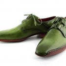 Olive Green GHILLIE LACING SIDE HANDSEWN DRESS SHOES IN GREEN LEATHER UPPER AND LEATHER SOLE