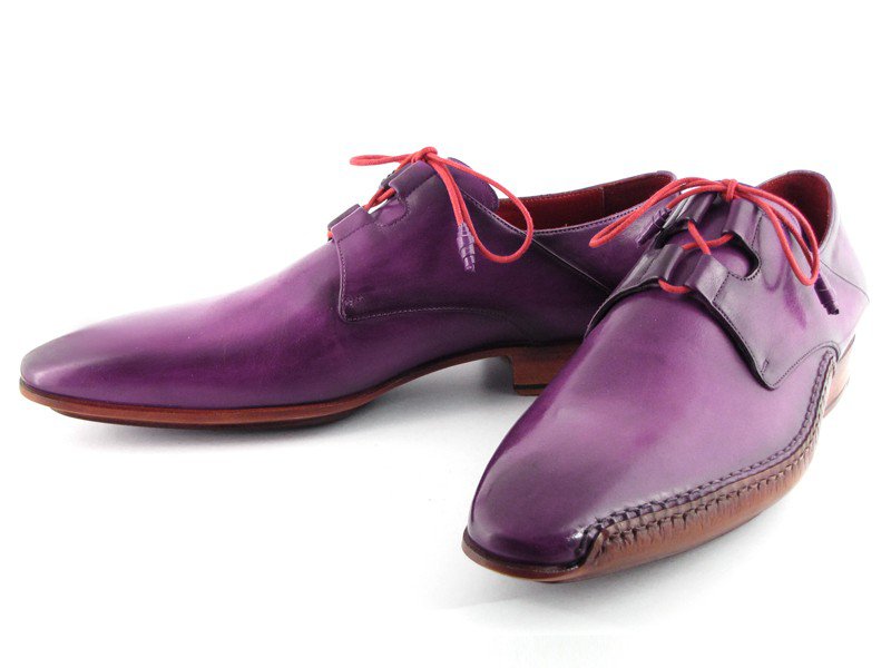 Eggplant GHILLIE LACING SIDE HANDSEWN DRESS SHOES IN PURPLE LEATHER