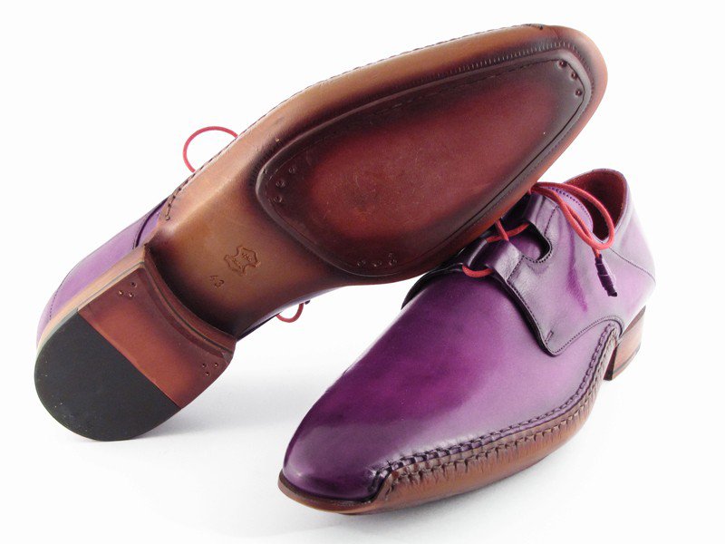 Eggplant GHILLIE LACING SIDE HANDSEWN DRESS SHOES IN PURPLE LEATHER