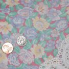 Vtg 22x32 Cotton Floral Fabric Dusty Rose Blue White Yellow Dolls Bears Quilt