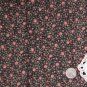 Vtg Cotton Fabric Tiny Calico Floral Mauve Black Green Hitty Dolls Bisque French