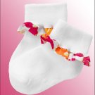 Gymboree Pair Girls Socks FAIRY FLORAL 0-3 months White Pink Orange Green