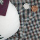 Vtg Cotton Fabric Homespun Check RED BLUE GREEN Hitty French German China Doll