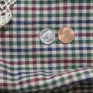 Vtg Cotton Fabric Homespun Check WINE BLUE GREEN Hitty French German China Doll