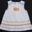 Girls Sun Dress Gymboree 0-3 months Little Goldfish White Blue Vacation Summer