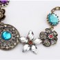 Women Vintage Multi Flowers Pendant Alloy Necklace