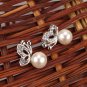 Gorgeous Pearl Alloy Butterfly Stud Earrings