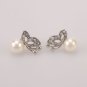Gorgeous Pearl Alloy Butterfly Stud Earrings